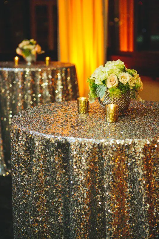 glittering gold tablecloths - gold wedding inspiration