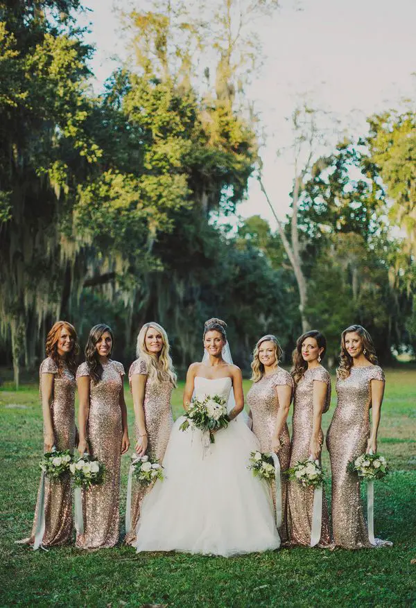 gold bridesmaid dresses - gold wedding inspiration