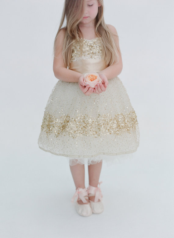 gold flower girl dress - gold wedding inspiration