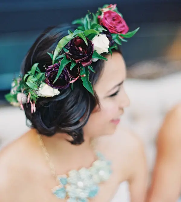 marsala wedding flower crown