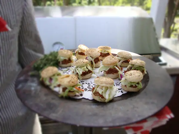 Classy BBQ Wedding Reception Ideas pulled pork sliders for weddings by trumpet vine catering