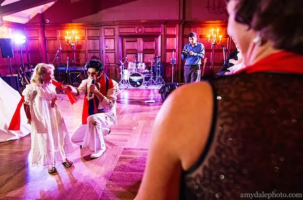 whitney and rei wedding with elvis - amy dale photography