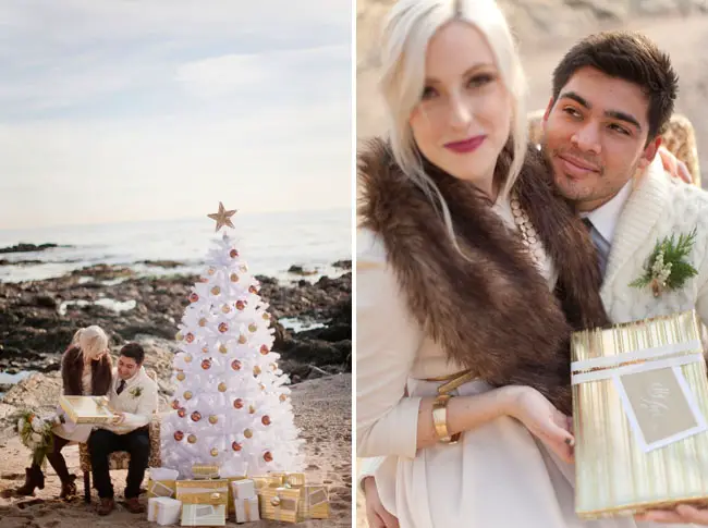 winter christmas engagement photo ideas