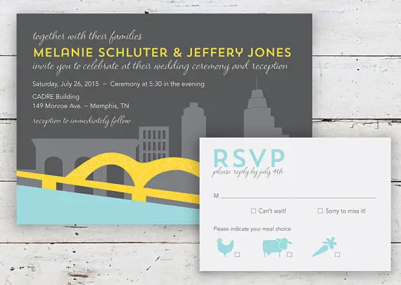 memphis skyline wedding invitation by twopoochpaperie