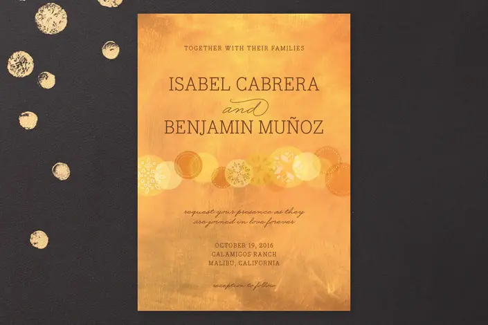 gold wedding invitation - heart of gold wedding invite from Minted