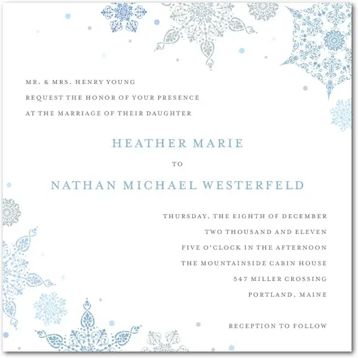 stately snowflakes wedding invitaitons - winter wedding invitations - wedding paper divas