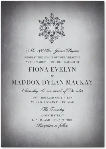 winter snowflake wedding invitation from Wedding Paper Divas