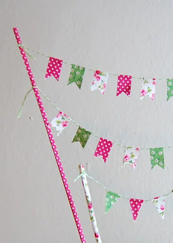 DIY fabric tape cake bunting - midsouthbride.com