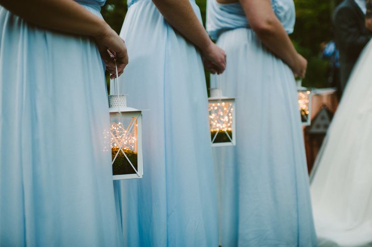 lit lanterns for bridesmaids - photo by Zac Wolf - midsouthbride.com