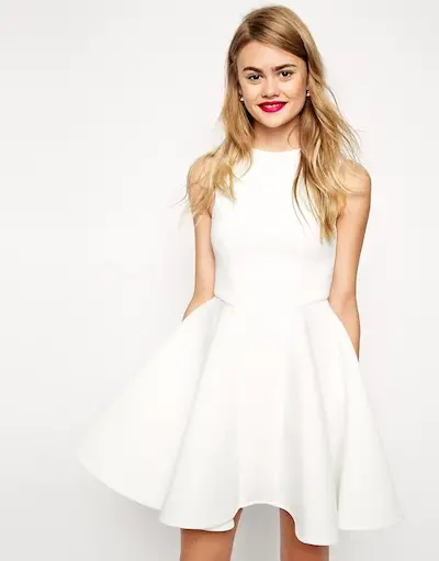 little white dress - ASOS Premium Bonded Fit And Flare Dress by Asos