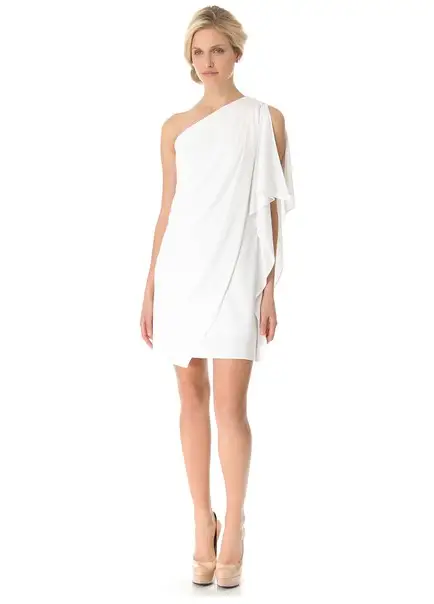 little white dress - Badgley Mischka Collection One Shoulder Mini Dress