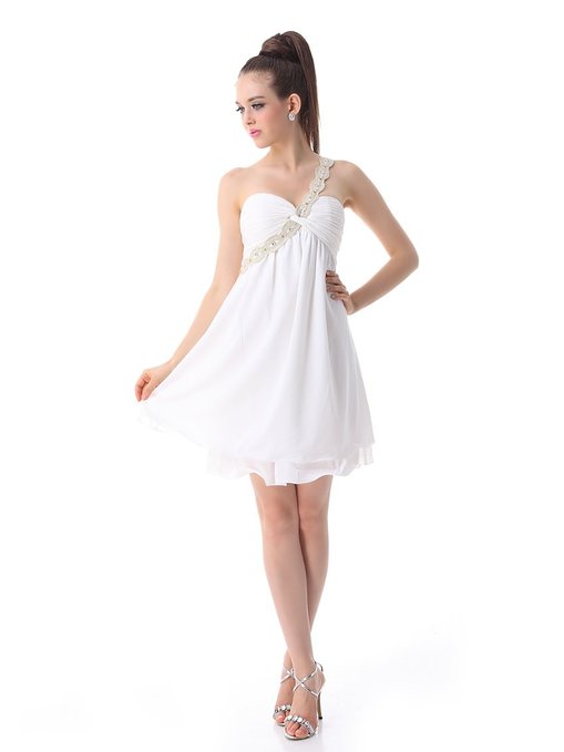 little white dress - Ever Pretty Macrame One Shoulder BNWT Rhinestones Ruffles Wedding Dress