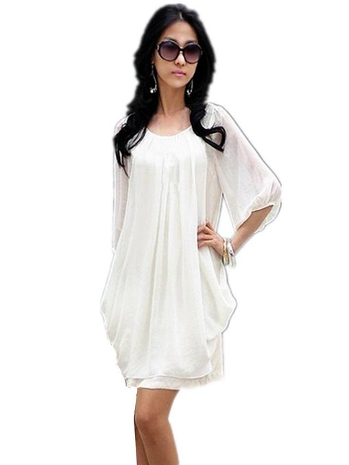 little white dress - casual pleated dress