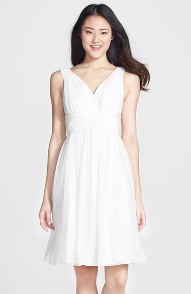 little white dress for wedding activies - Donna Morgan Chiffon Twist Dress