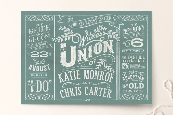 green Slated Forever Wedding Invitations