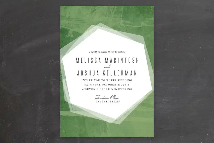 green hex wash wedding invitations from minted