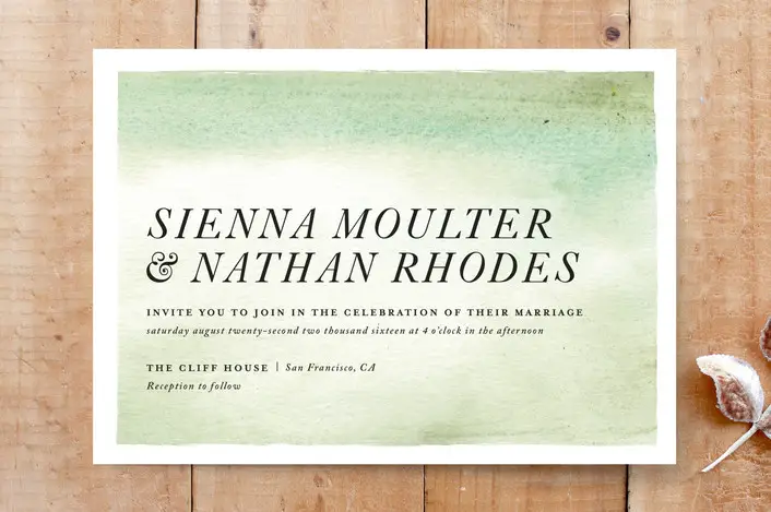 green sandstone wedding invitations from minted