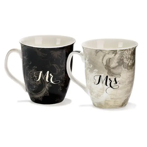 mr and mrs coffeee mugs stoneware