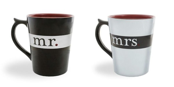 mr and mrs striped coffee mugs