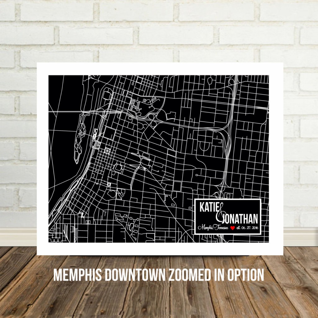 memphis tn map wedding gift