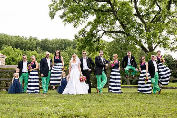 long striped bridesmaid skirts