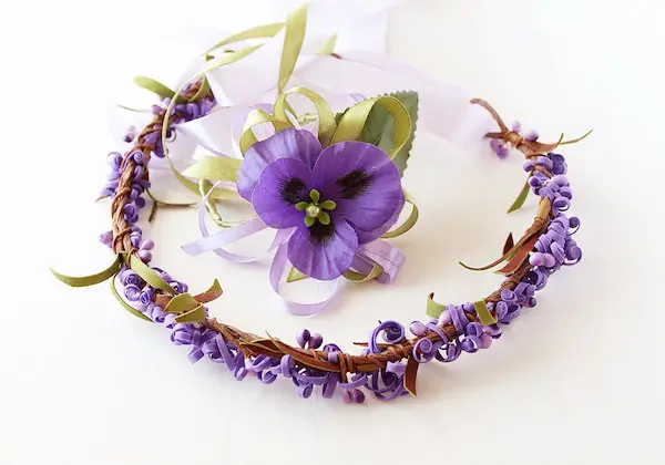 purple flower crown by handycrafts - midsouthbride.com