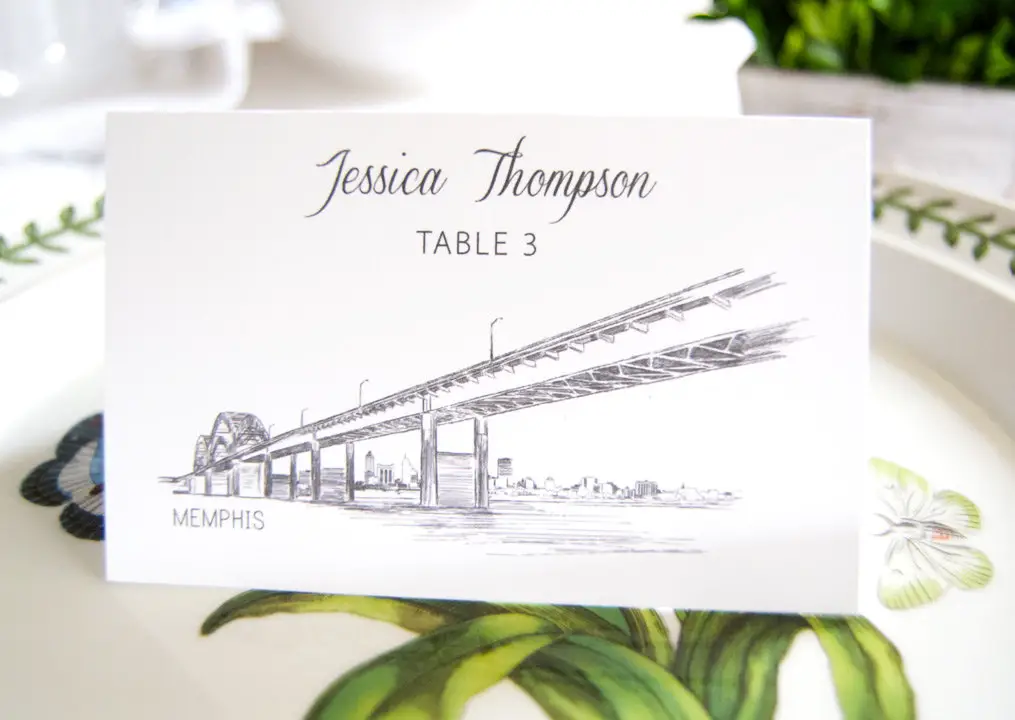 Memphis Skyline Folded Place Cards