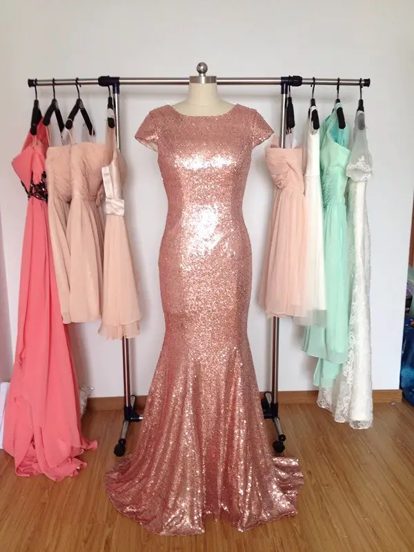 Rose Gold Sequin Mermaid Bridesmaid Dress