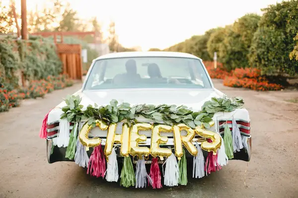 cheers letter balloons for your wedding car exit