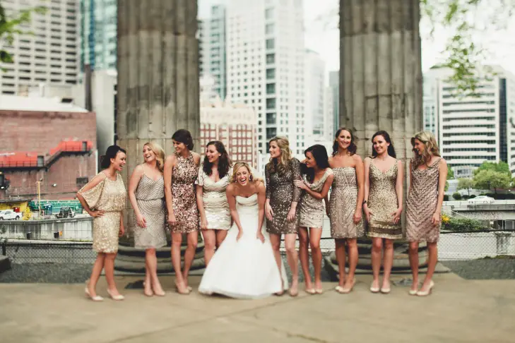 sparkly wedding metallic bridesmaid dresses