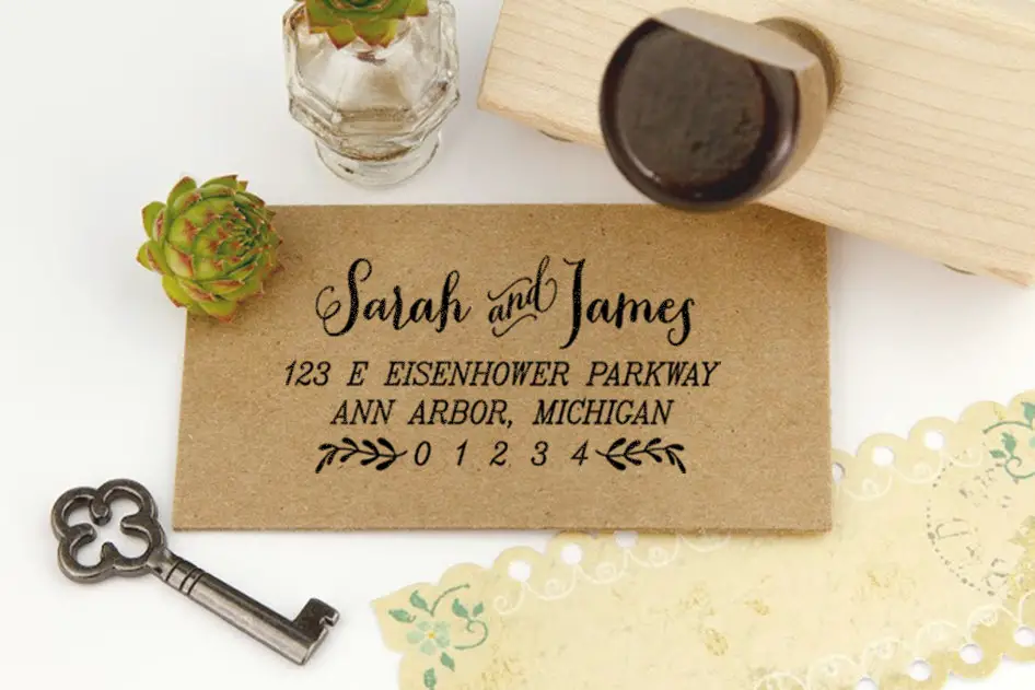 Custom Personalized Newlywed Stamp by Saya Bell Desings