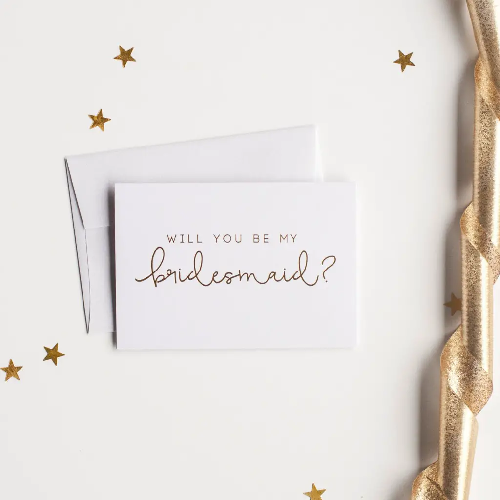 Gold Foil Will You Be My Bridesmaid card ideas