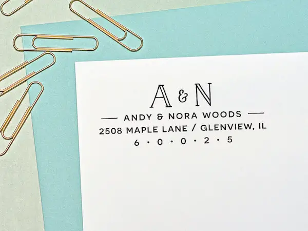 Return Address Stamp, Self Inking Address Stamp, Monogram, Personalized Wedding Gift