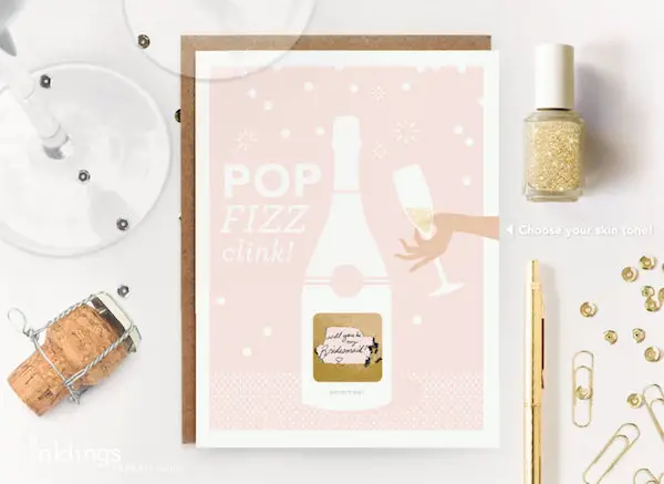 Scratch off Pop Fizz Clink Will You Be My Bridesmaid card