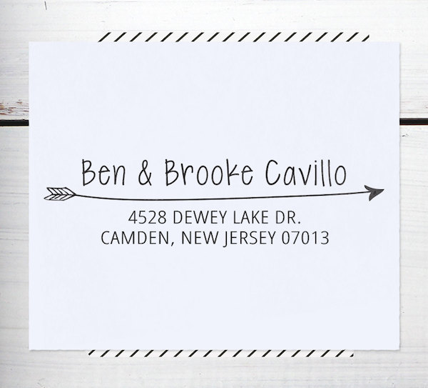 custom address stamp from notetrunk with arrow
