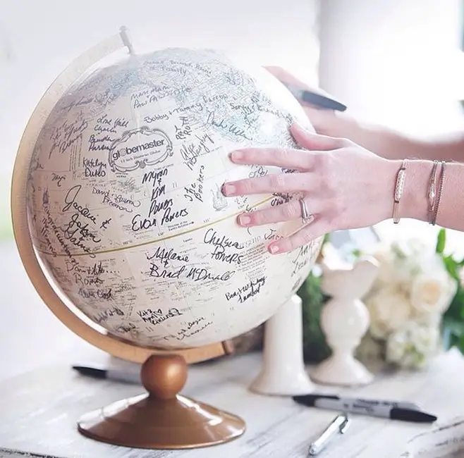 globe as a guestbook - photo by Whit Photography - midsouthbride.com
