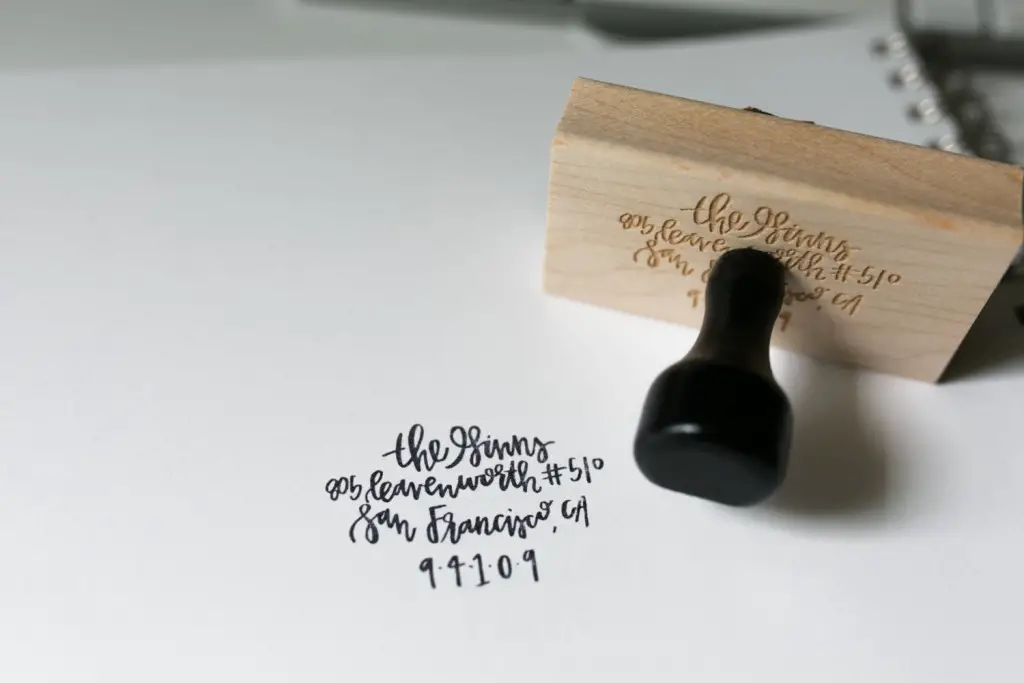 personalized address stamp for weddings by once a ginn