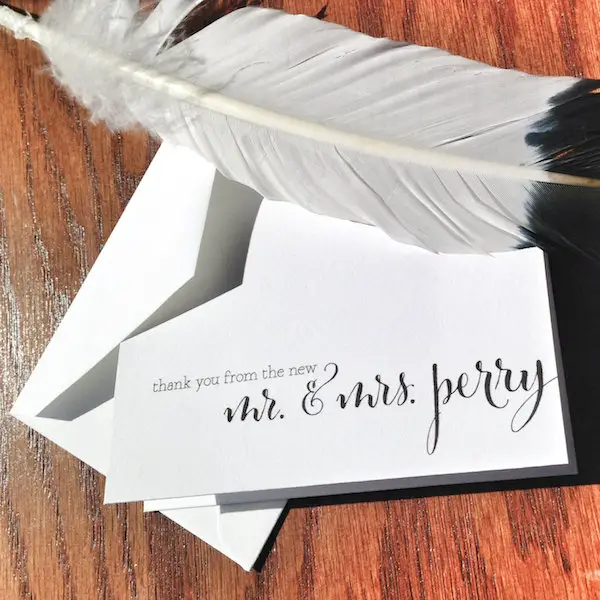 thank you from new mr and mrs wedding thank you cards - Veronica Foley Design - midsouthbride.com