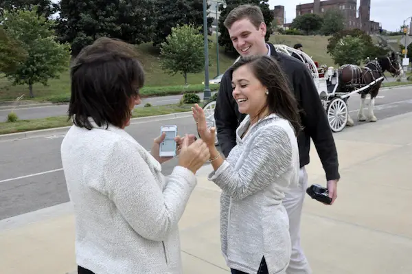 Catherine & Jack's Beale Street Landing Proposal Family Congrats- photo by Sara - midsouthbride.com