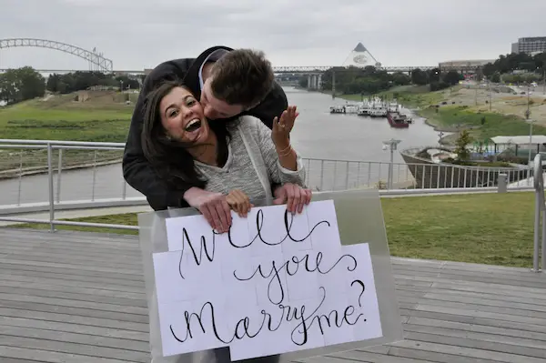 Catherine & Jack's Beale Street Landing Surprise Proposal - photo by Sara - midsouthbride.com