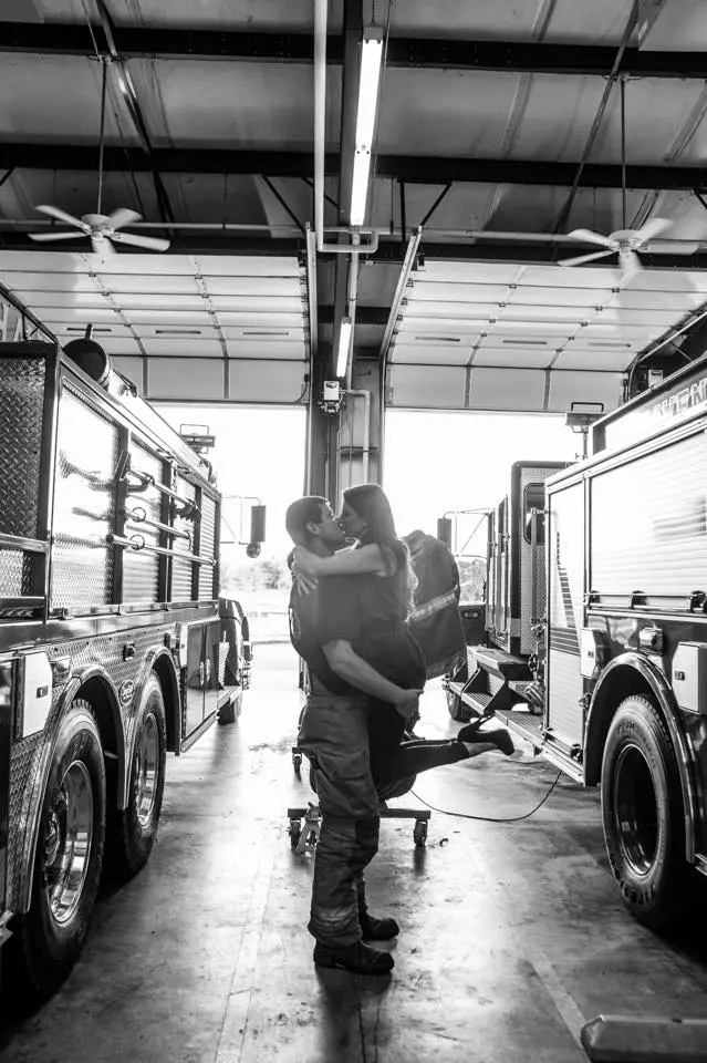 Christine & Zac's Fire Station Engagement Session - photo by Crystal Brisco Photography  