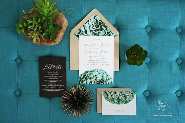 Garden Succulent Wedding Invitation by Cirtus Press Co - midsouthbride.com