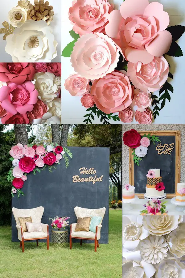 Large Paper Flower Wedding Backdrop Ideas by Paper Flora on Etsy