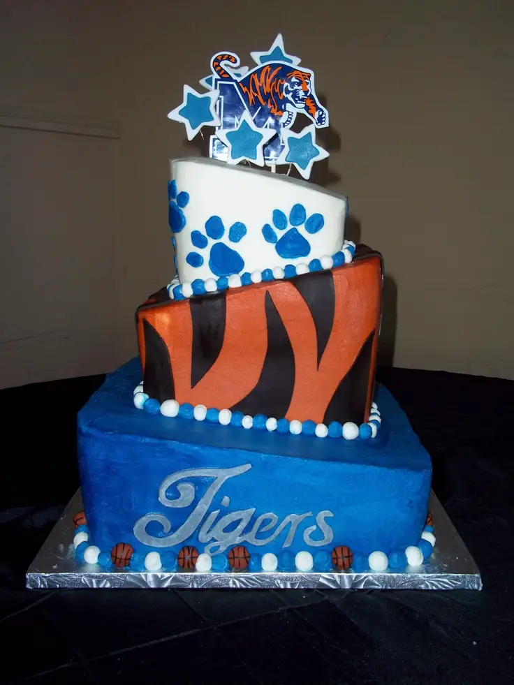 Memphis Tigers Groom's Cake - Blue & Grey Cake - Frost Bake Shop in Memphis