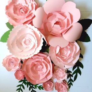 Pink Paper Flower Wall Decor, large paper flower backdrop, giant paper flowers by Paper Flora