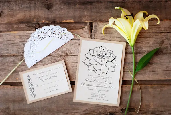 Simple Succulent Wedding Invitations by postscript - midsouthbride.com