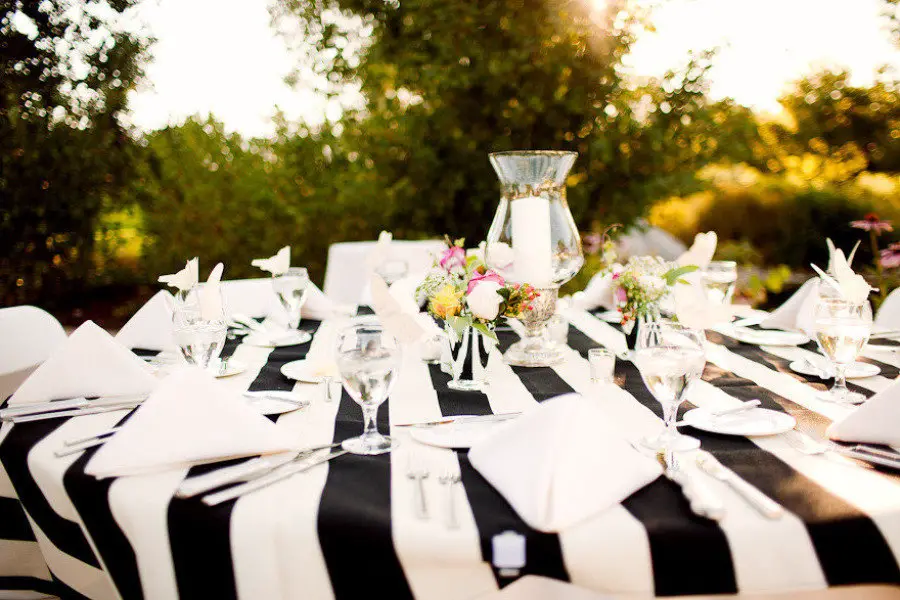 Striped, Black and White, Kate Spade Inspired Tablecloth