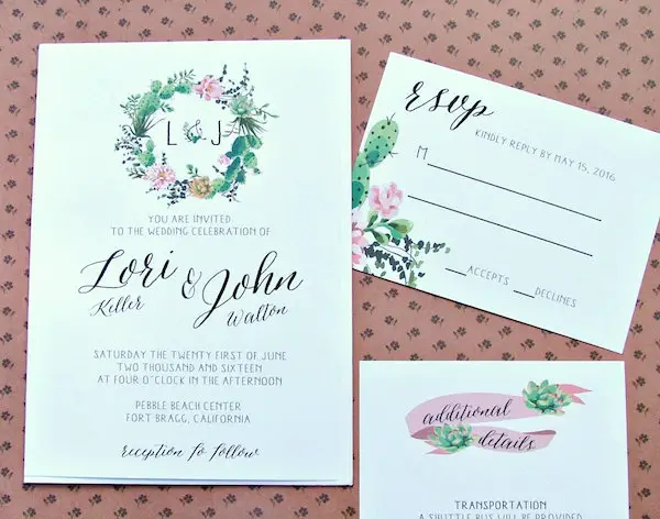 Succulent Wedding Invitation Garden Wedding by Sweet Invitations Co - midsouthbride.com