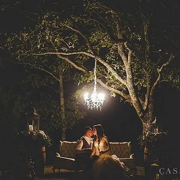 Wedding Candelier at night - Cassie Jones Photography