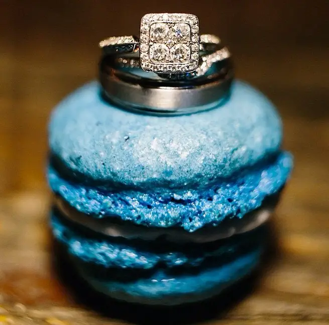 blue macaron ring shot - Kelly Ginn Photography - midsouthbride.com